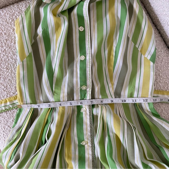 Vintage Green Lemon Candy Stripe Shirt Dress w/ Belt Kenny Classics by Donnkenny - Picture 9 of 13